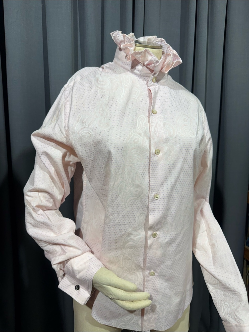 Ted Baker Upcycled Light Pink Ruffled Collar Button Up